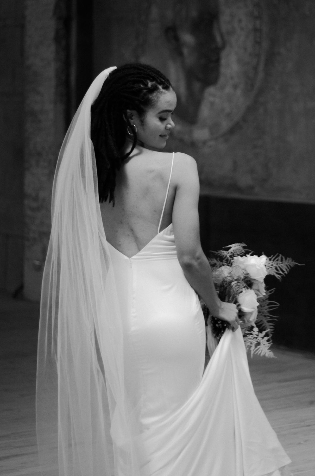 White satin gown wedding, royal wedding vibes