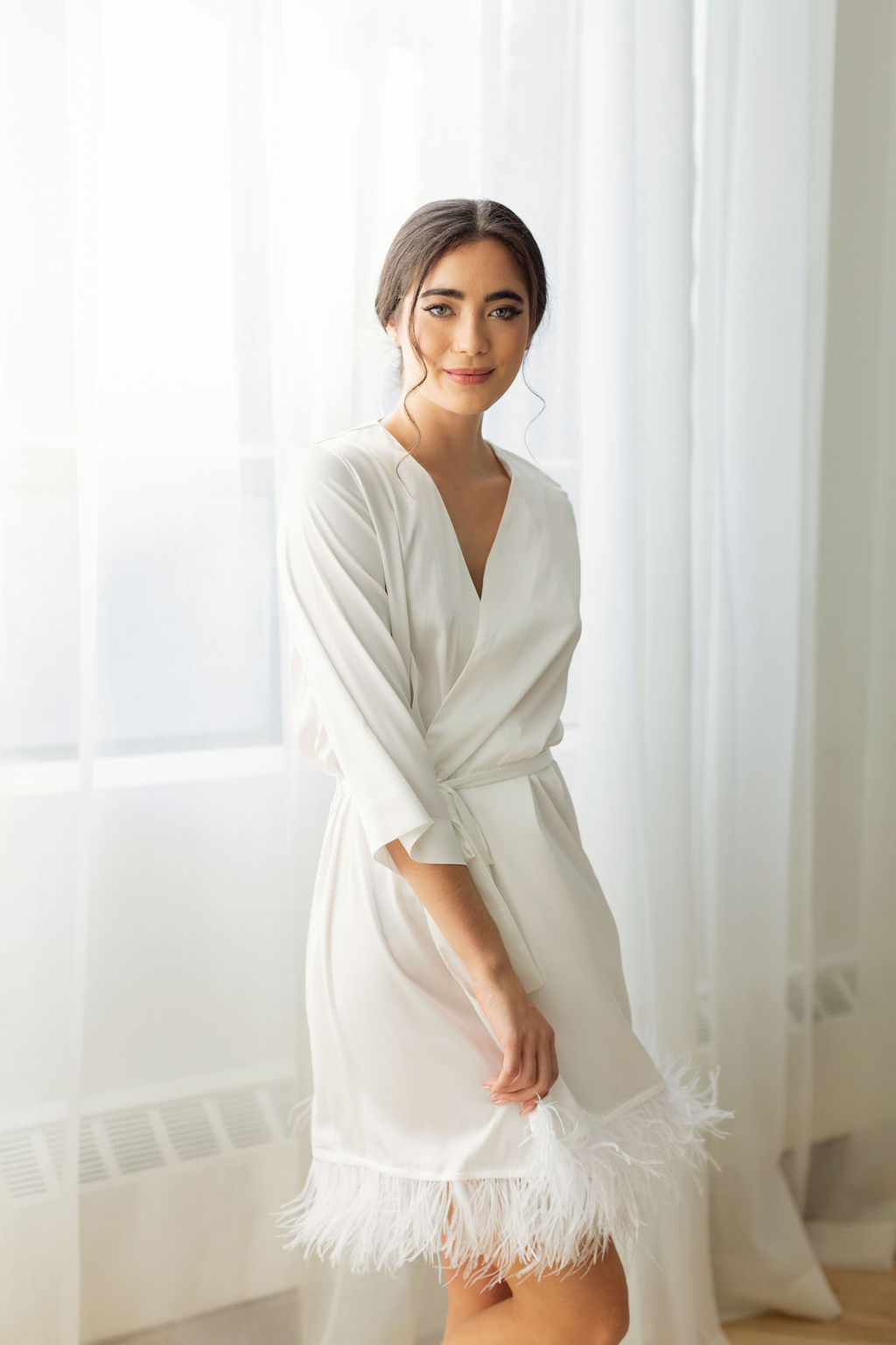 modern white bridal robe, By Catalo