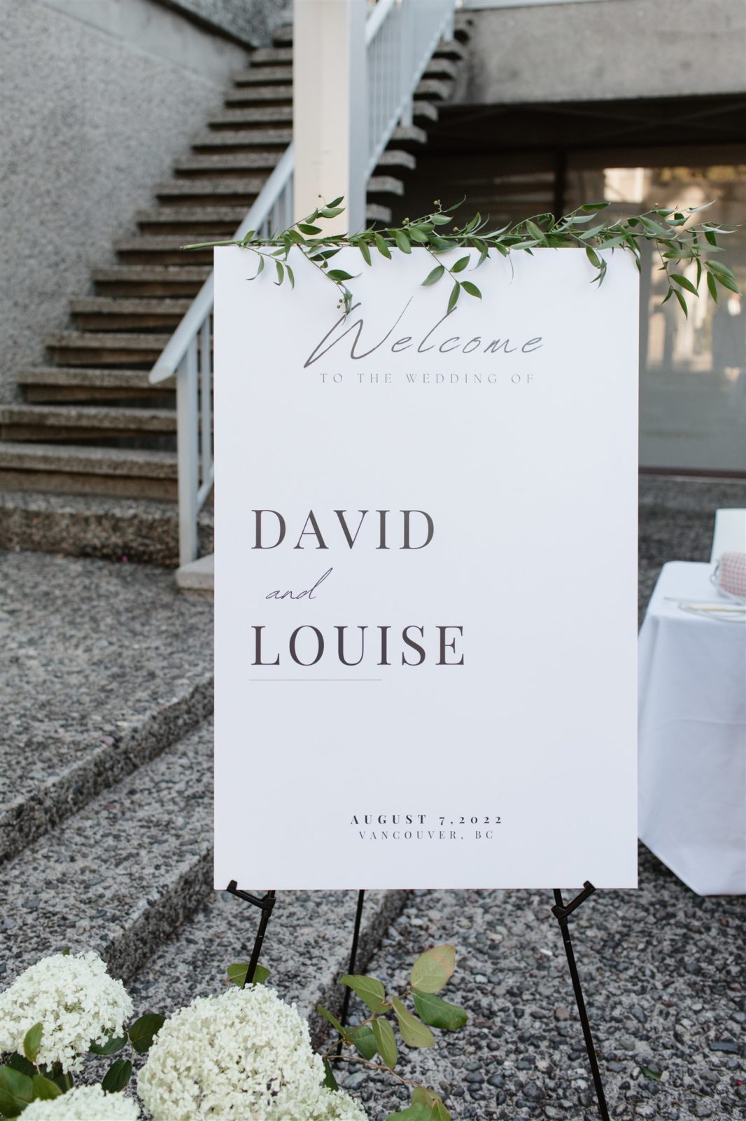 Wedding signage, modern chic wedding inspiration, outdoor wedding in Vancouver