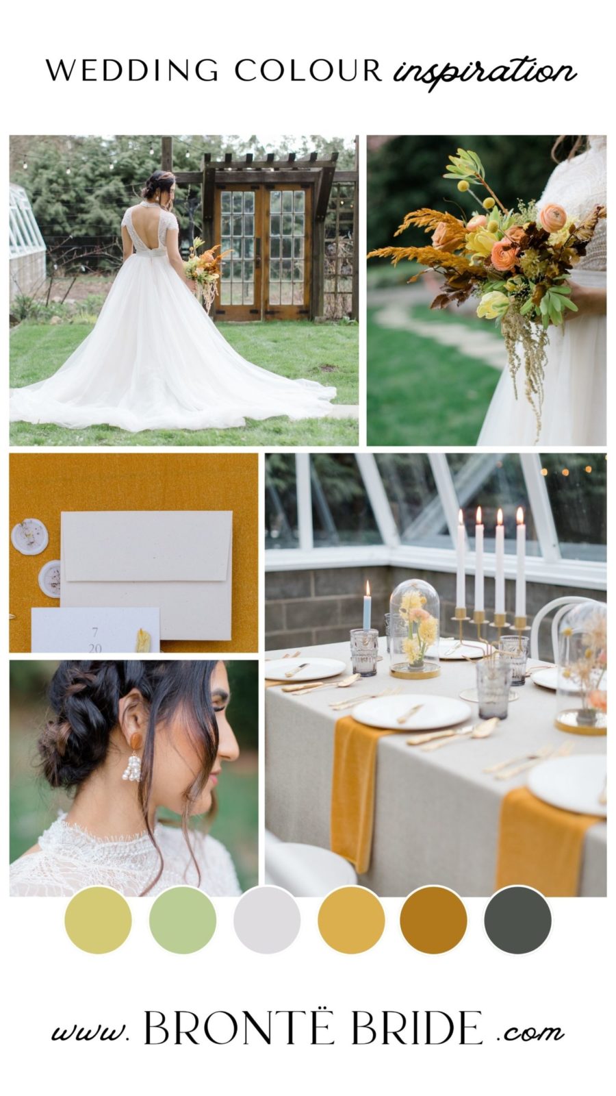 Modern Wedding Colour Palette Inspiration - Vintage Organic Mustard and Green Wedding Inspiration