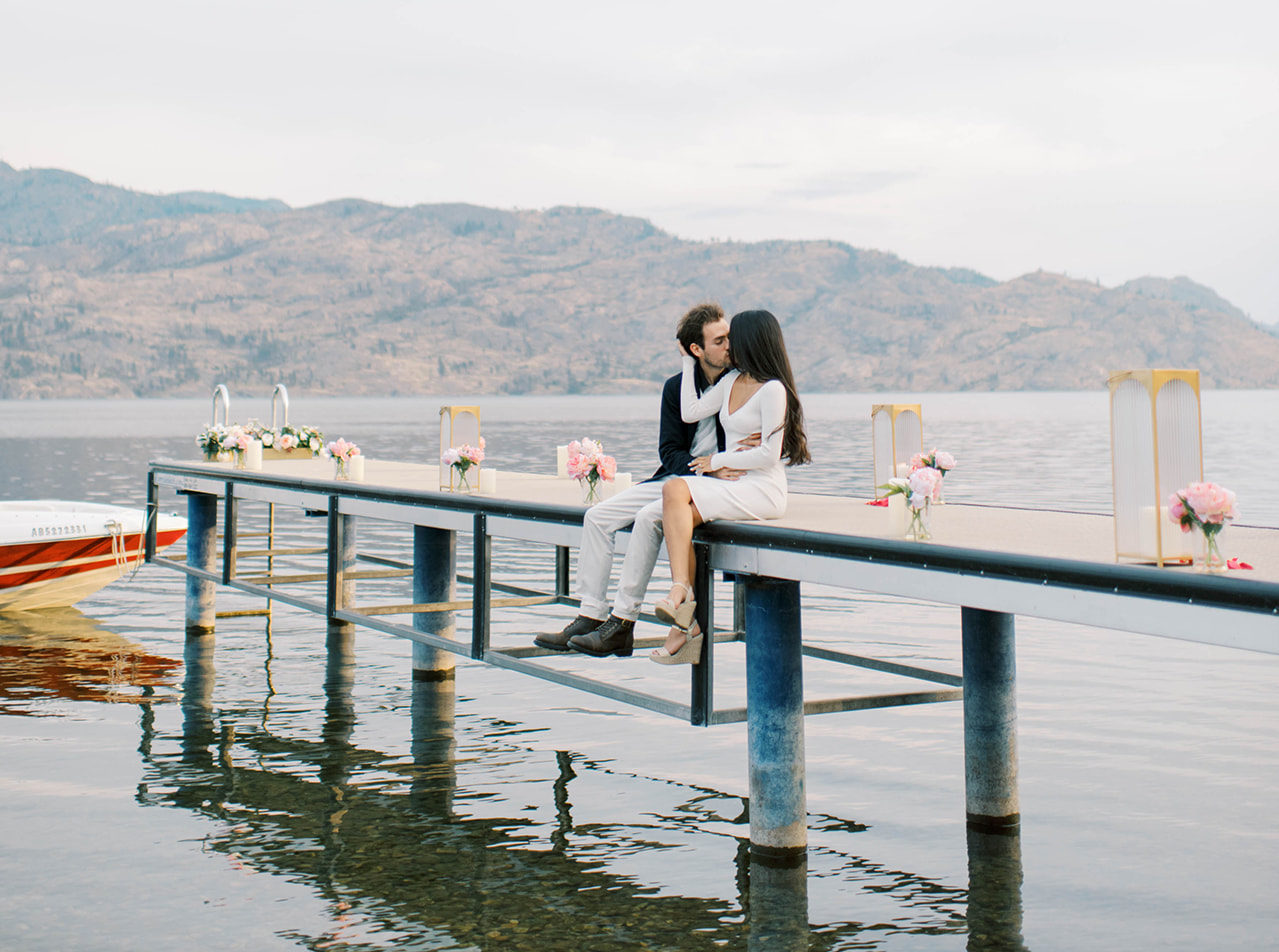 Perfectly Planned Romantic Proposal at Peachland Beach, in the Okanagan Valley, captured on film by Kelowna Wedding Photographer, Minted Photography. - beach proposal, proposal planning, proposal inspiration, summer proposal ideas, surprise proposal