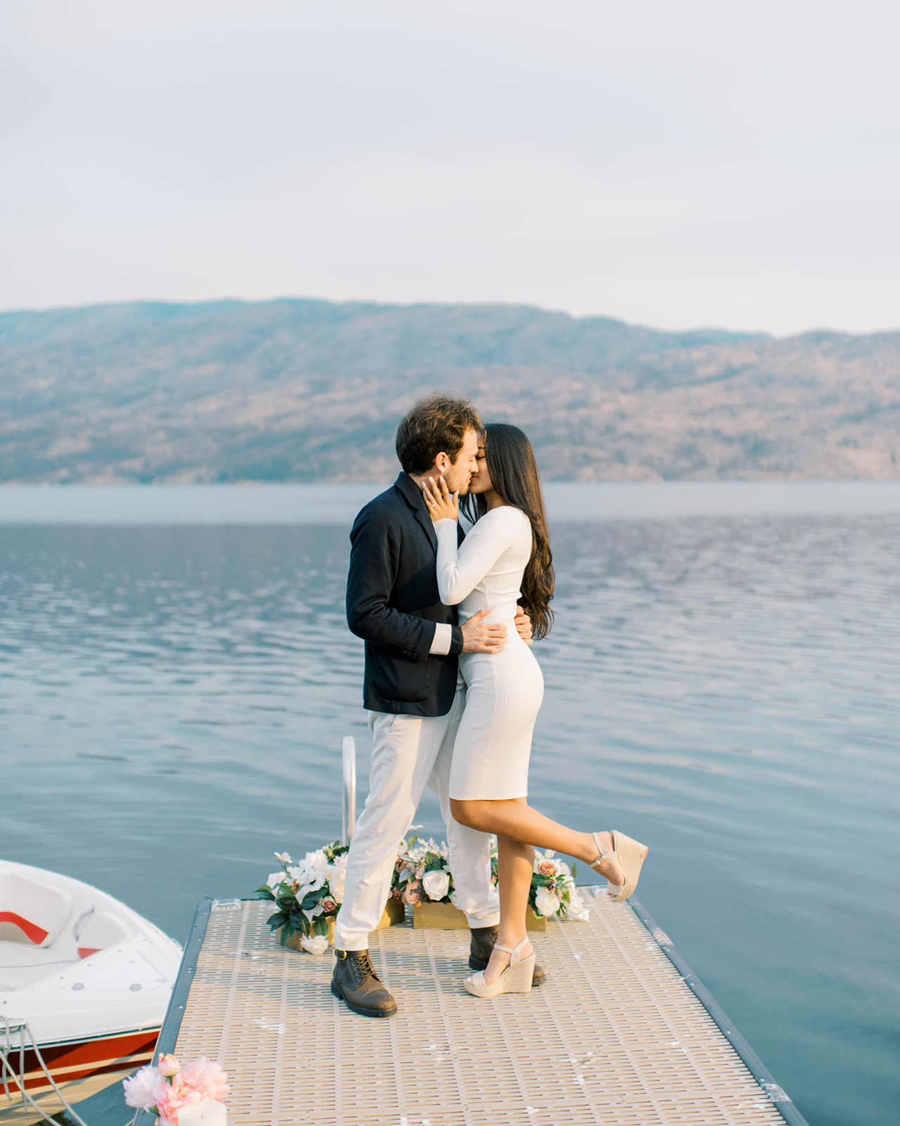 Perfectly Planned Romantic Proposal at Peachland Beach, in the Okanagan Valley, captured on film by Kelowna Wedding Photographer, Minted Photography. - summer proposal ideas, surprise proposal, romantic proposal inspiration, romantic proposal ideas