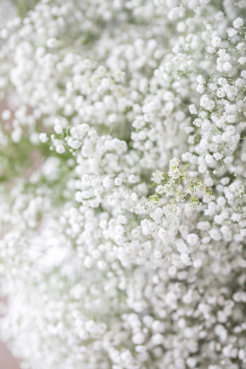 elegant white wedding, baby's breath floral design, light and airy wedding inspiration, simple and modern wedding inspiration, indoor wedding venue