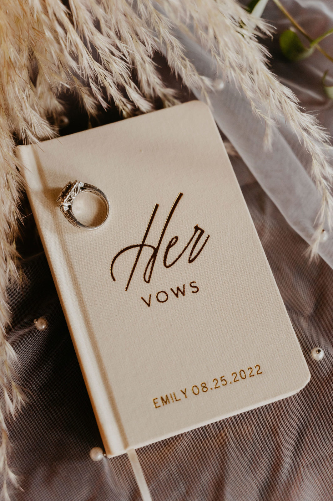 Bridal vow books with wedding date, custom vow books