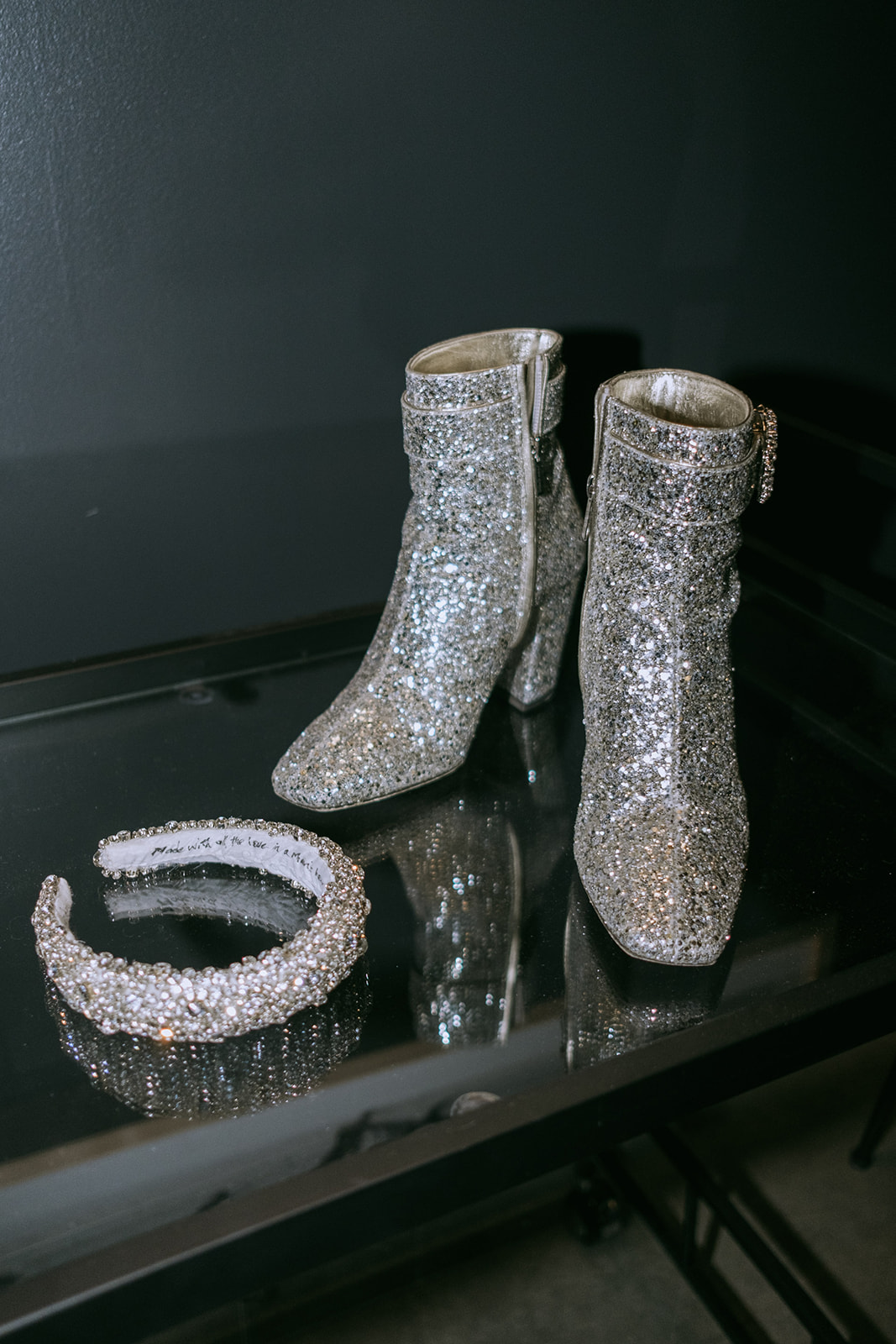 The Most Brilliant Bridal Trends for 2023 - Rhinestones & Sparkles, disco party boots, rhinestone dress