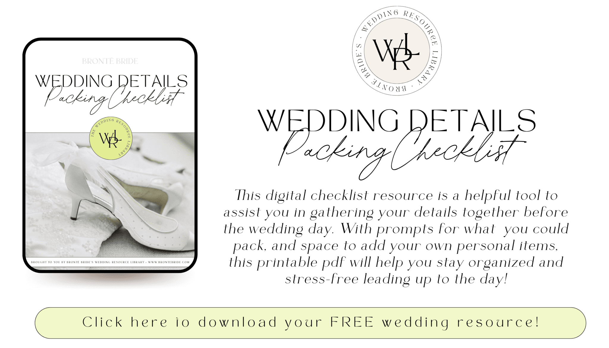 Brontë Bride's Wedding Resource Library - Wedding Details Packing Checklist // Sharing helpful wedding planning tools, checklists, and resources for engaged couples across Canada.