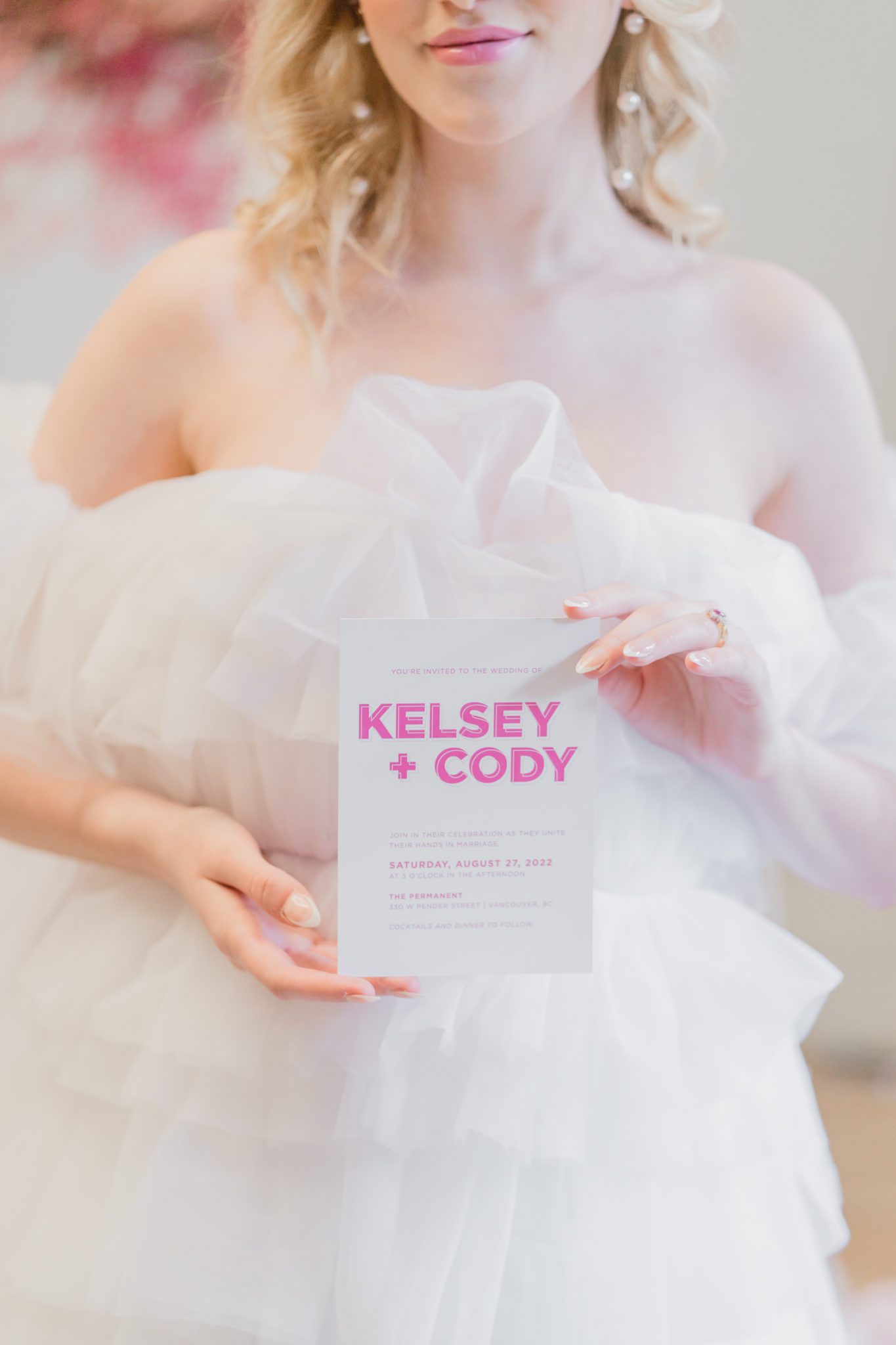 Edgy and modern pink wedding inspiration, wedding invitation bold wedding invite