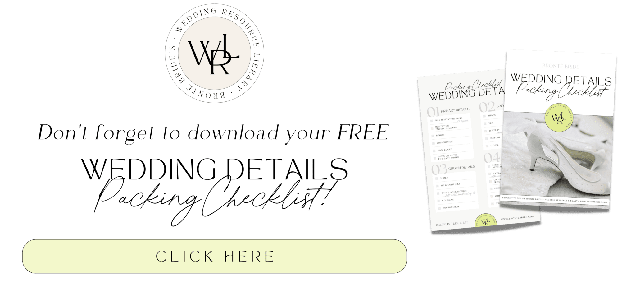 Brontë Bride's Wedding Resource Library - Wedding Details Packing Checklist // Sharing helpful wedding planning tools, checklists, and resources for engaged couples across Canada.