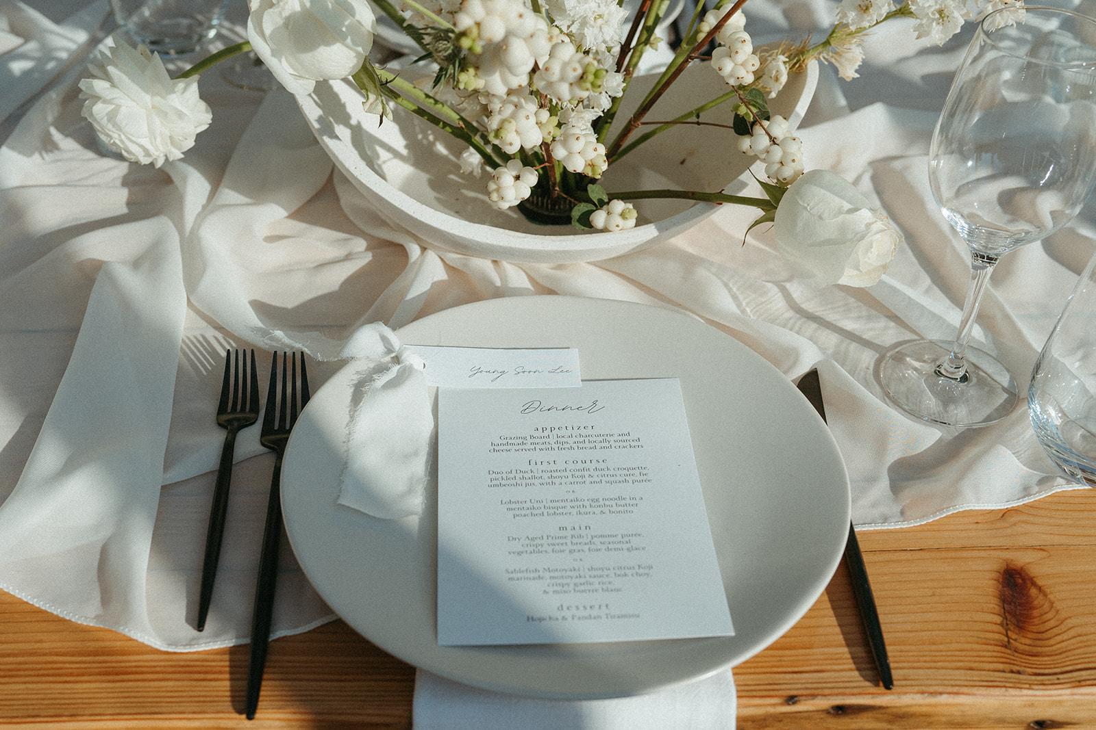 Greenhouse wedding, outdoor wedding, intimate wedding inspiration, table setting, classic wedding inspiration 
