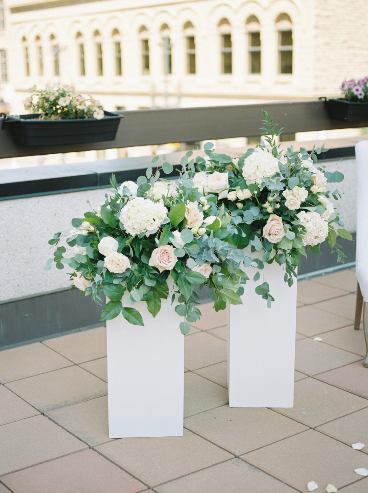 white and leaf green florals