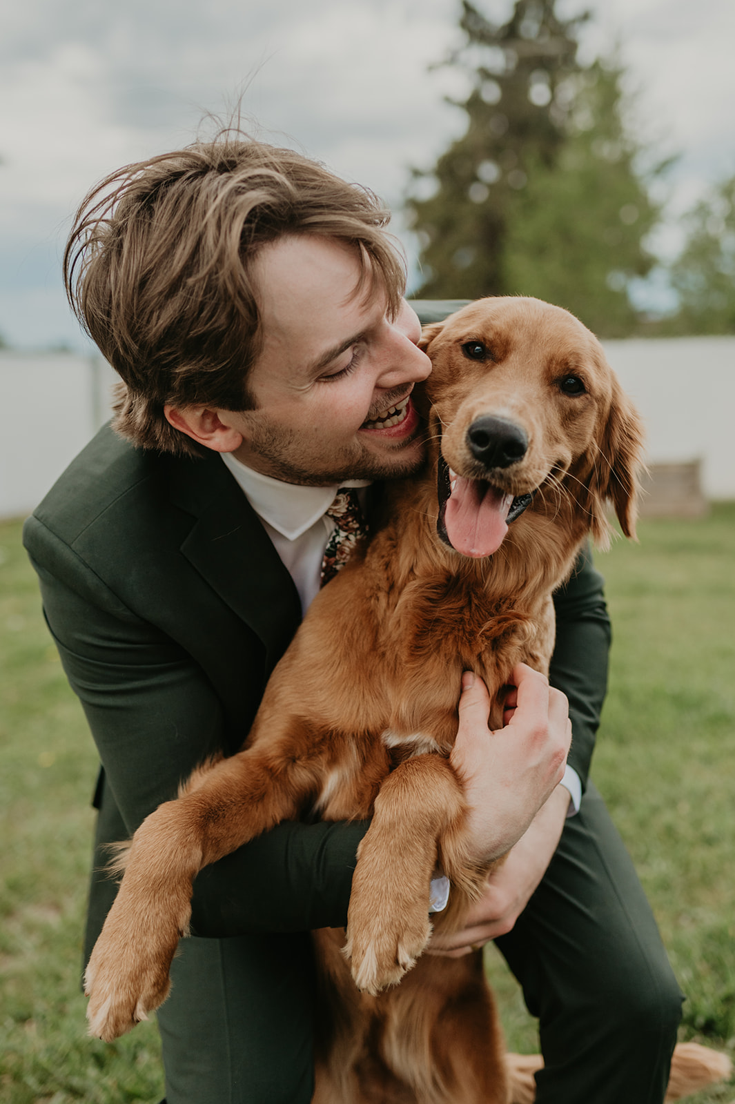 weddings with dogs, groom and dog 