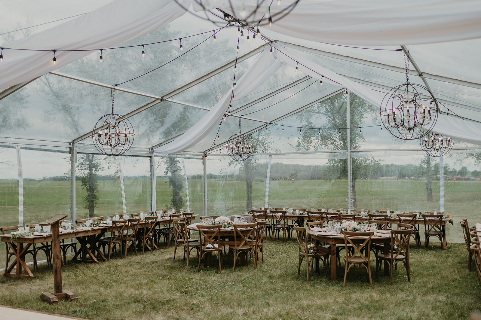 tented backyard wedding, reception for outdoor fall wedding