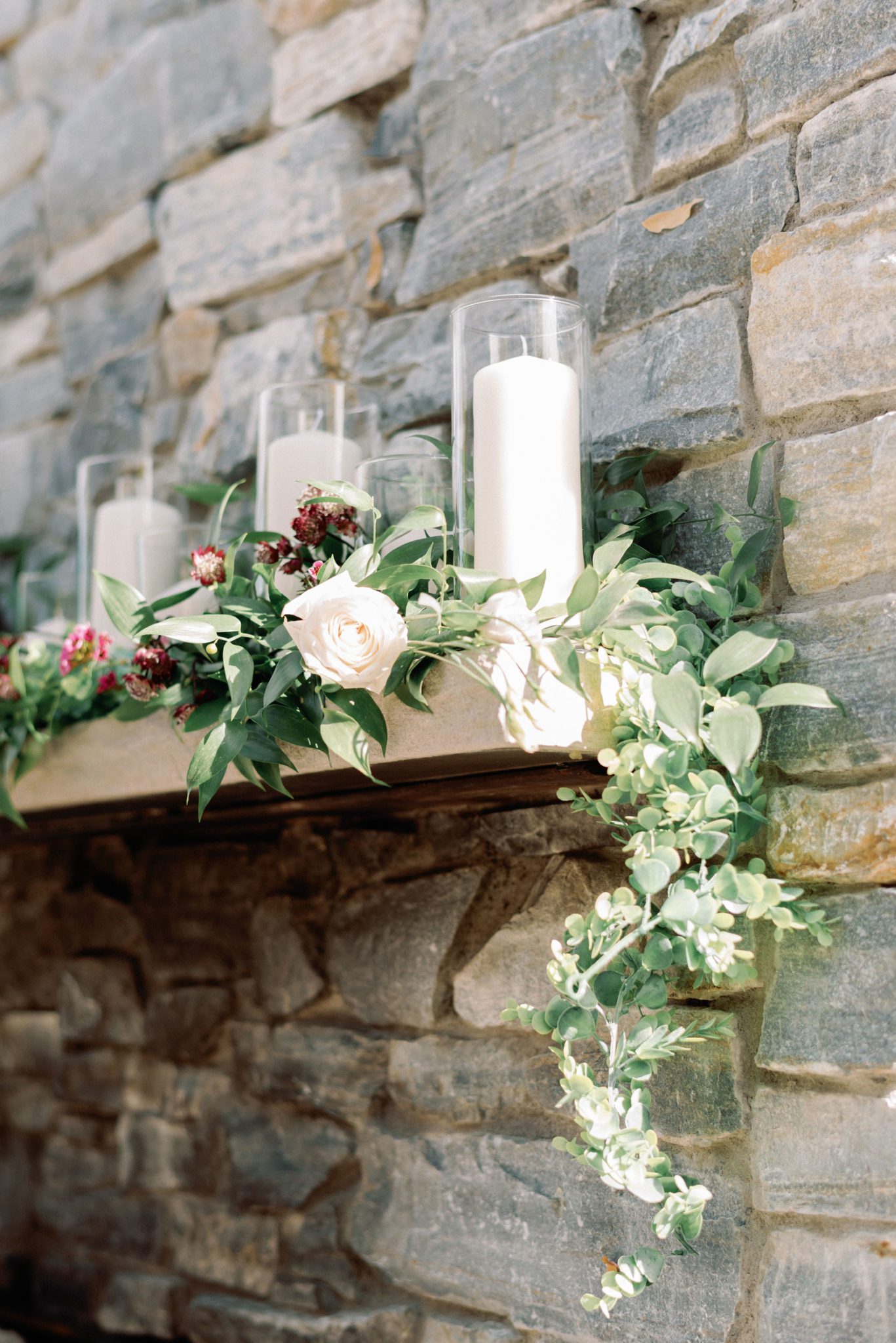 wedding greenery with candles
