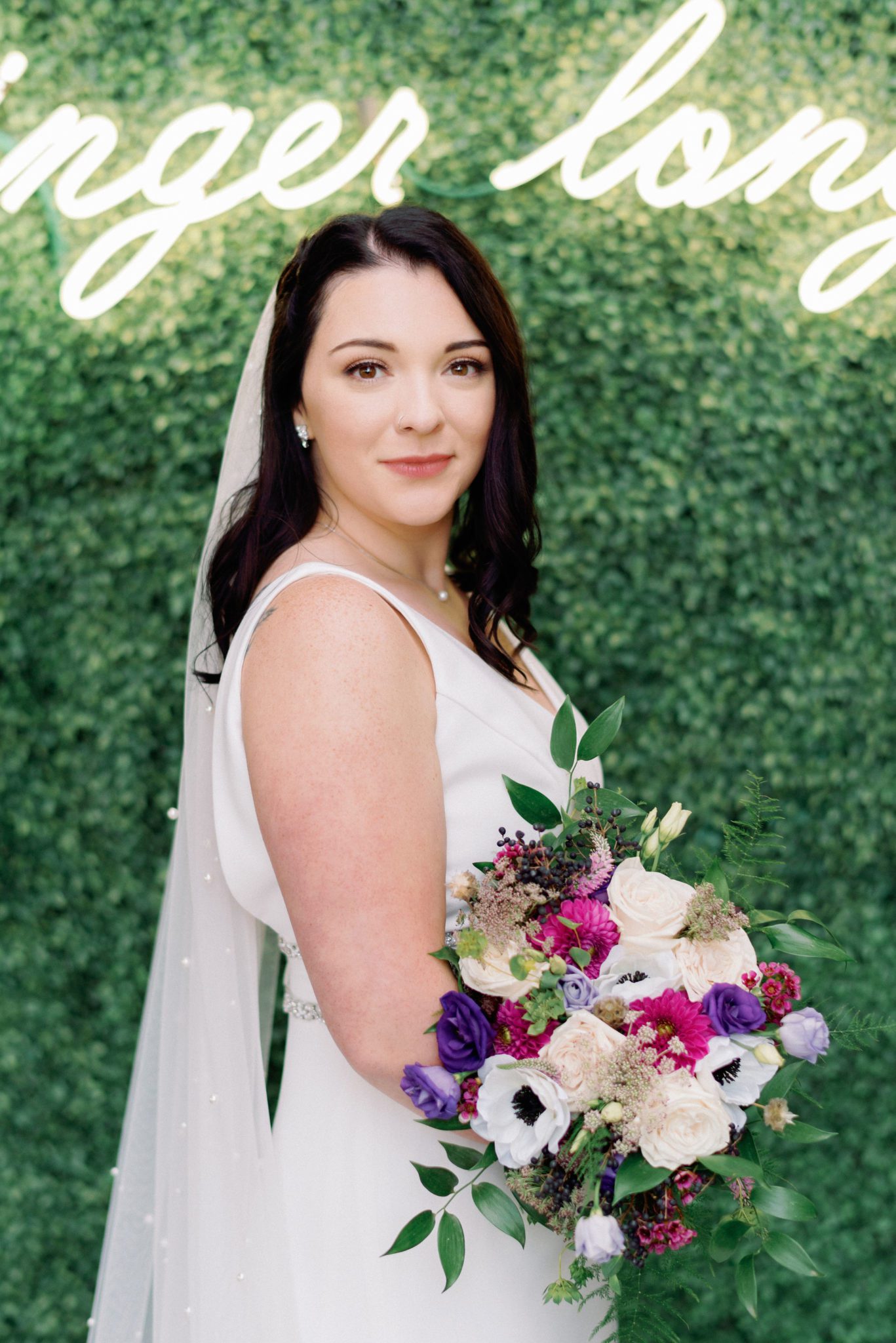 bridal portrait, bridal floral bouquet inspiration, bright wedding colour palette, Jewel toned Wedding Colour palette