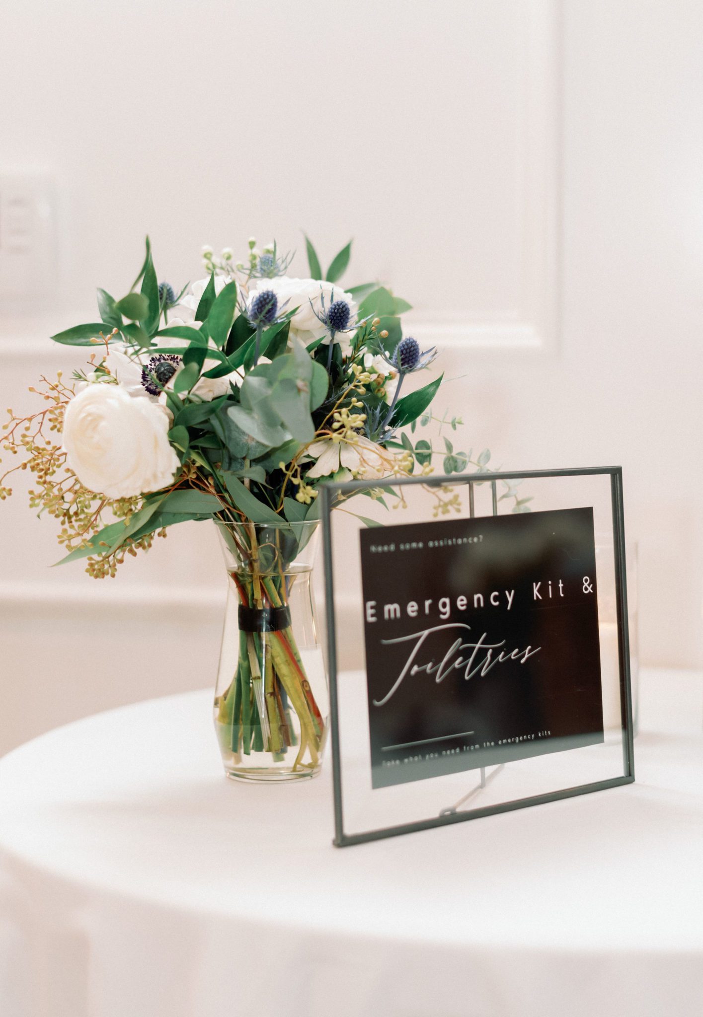 wedding emergency kit, unique wedding ideas, black wedding signage