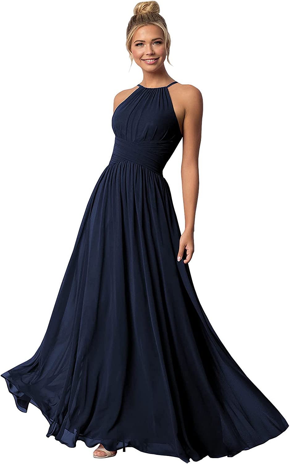 Navy blue bridesmaid dresses, midi length and floor length from Amazon