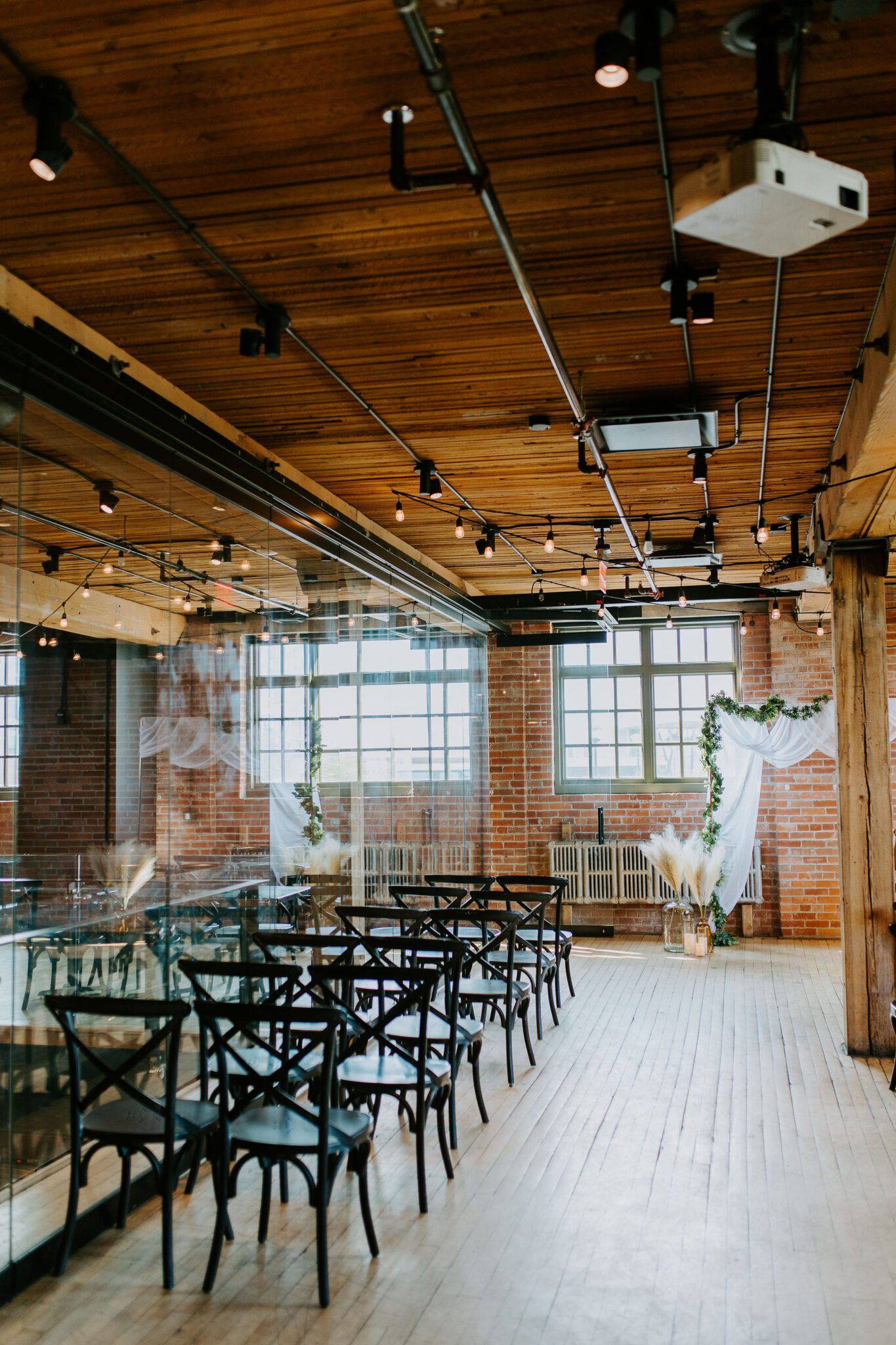 Wedding ceremony at Charbar in Calgary, AB. Rustic and modern wedding venues