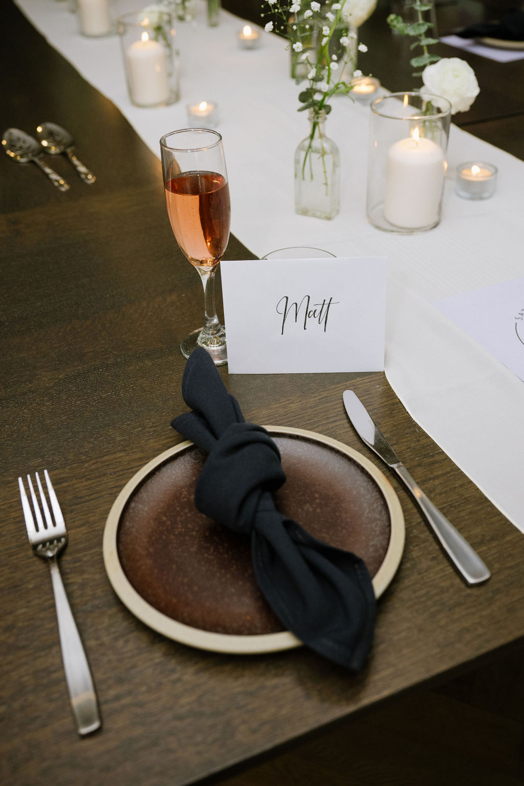 modern wedding reception, table placards