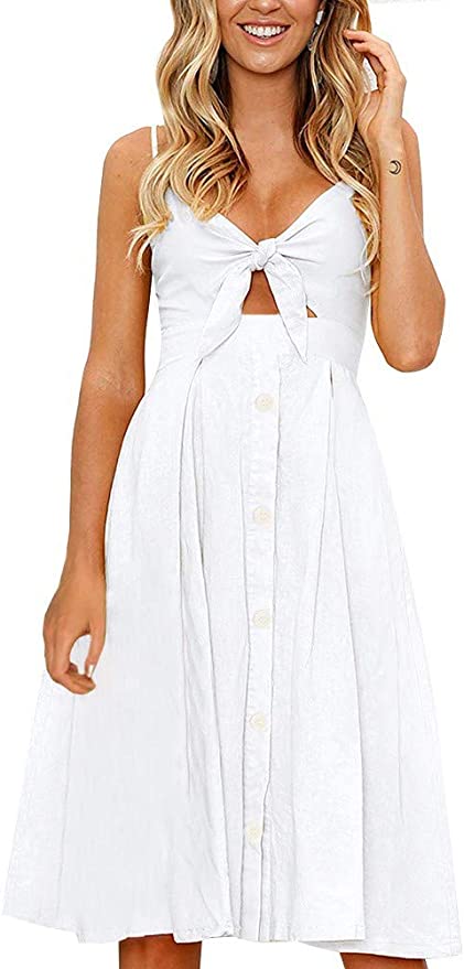 Little White Dresses For Your Bridal Shower or Engagement Party | Brontë Bride | Shop our bridal attire favourites on Amazon.ca | midi length white bridal shower dress