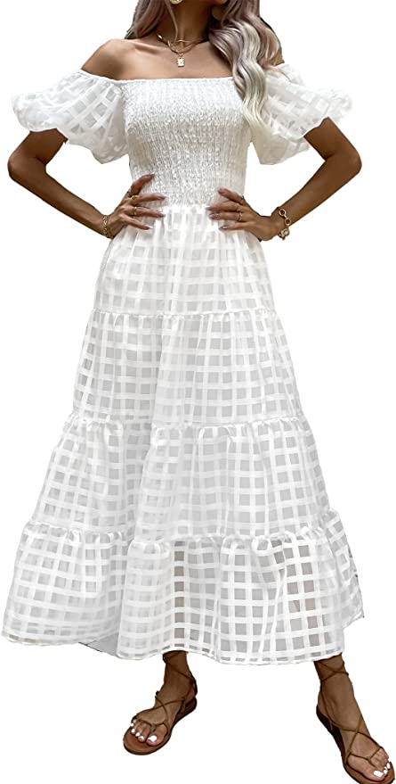 Little White Dresses For Your Bridal Shower or Engagement Party | Brontë Bride | Shop our bridal attire favourites on Amazon.ca | midi length cottage core white bridal shower dress