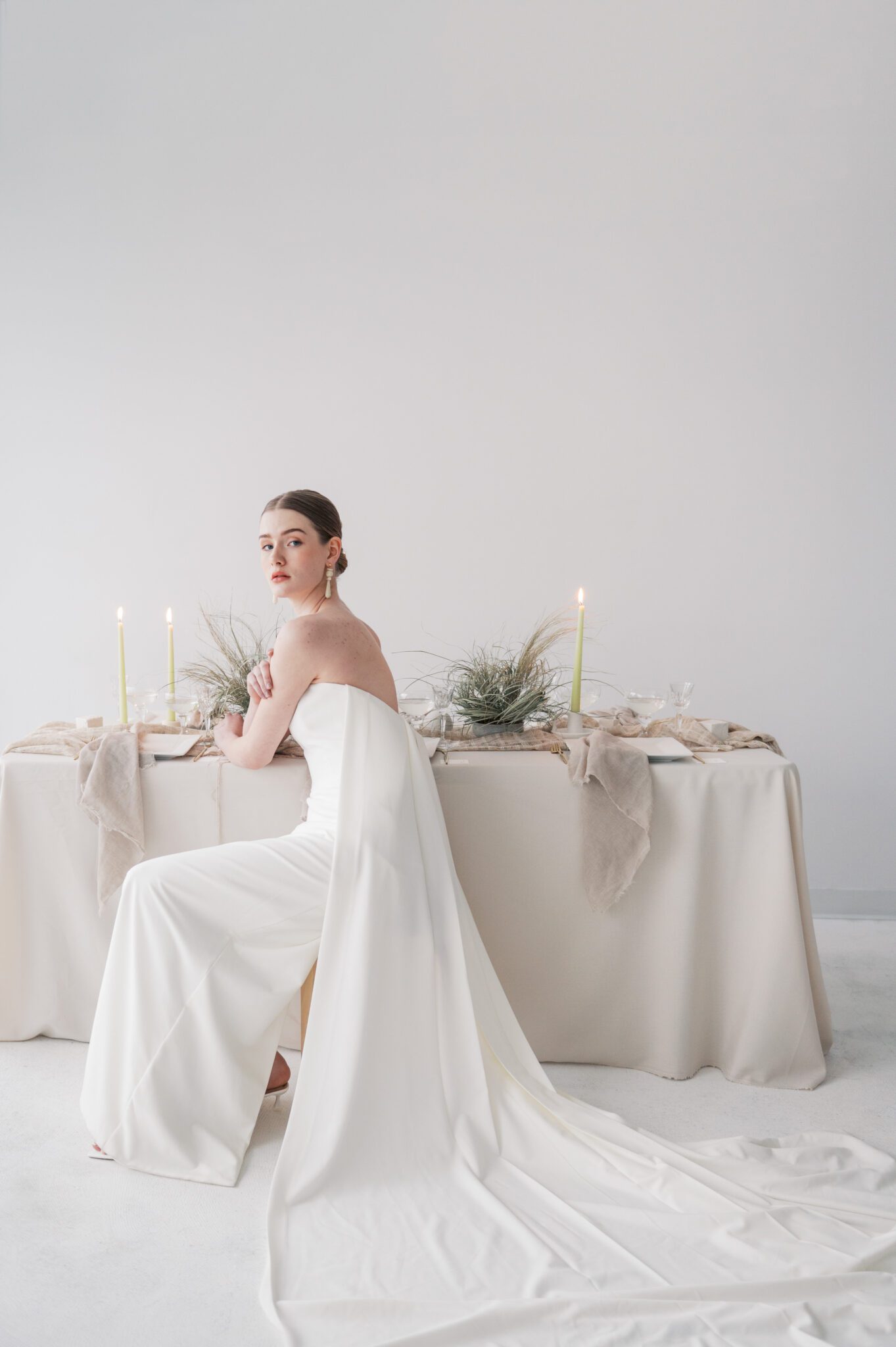 Grecian style wedding gown by Aesling: a fashionable choice for modern brides, artful florals and nature-inspired textures for contemporary weddings