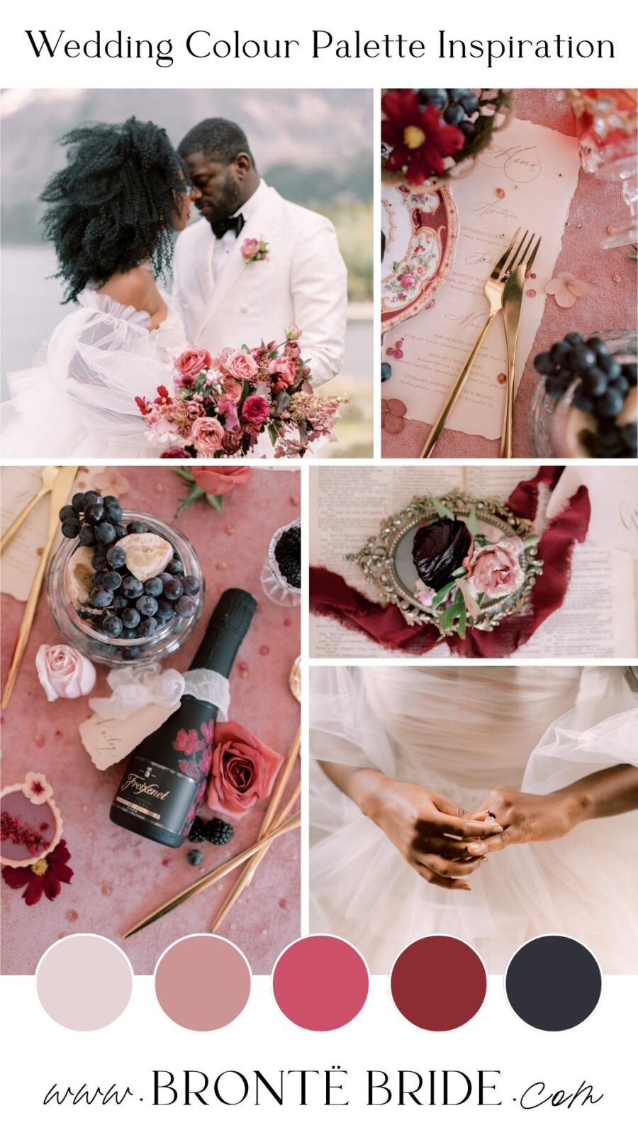Modern Colour Palette Inspiration - Wedding Mood Board | Burgundy, berry, and wine wedding colour palette