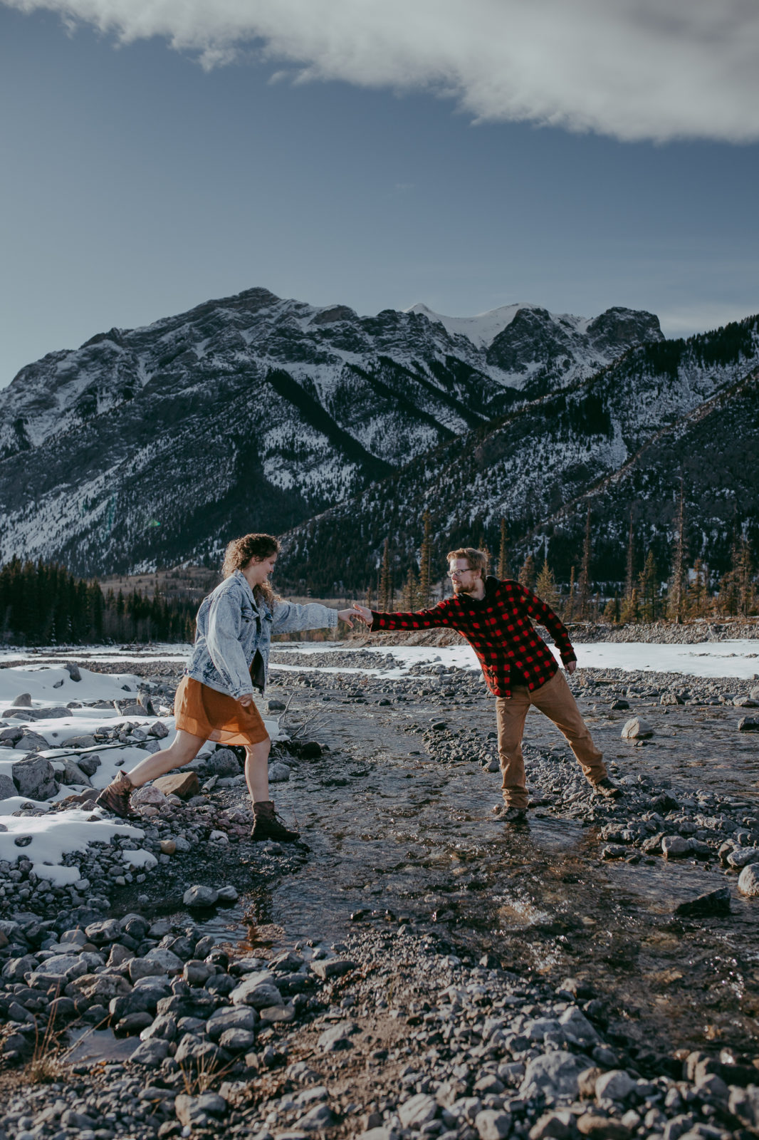 Alberta engagement session in the mountains captured by Meg Skalicky