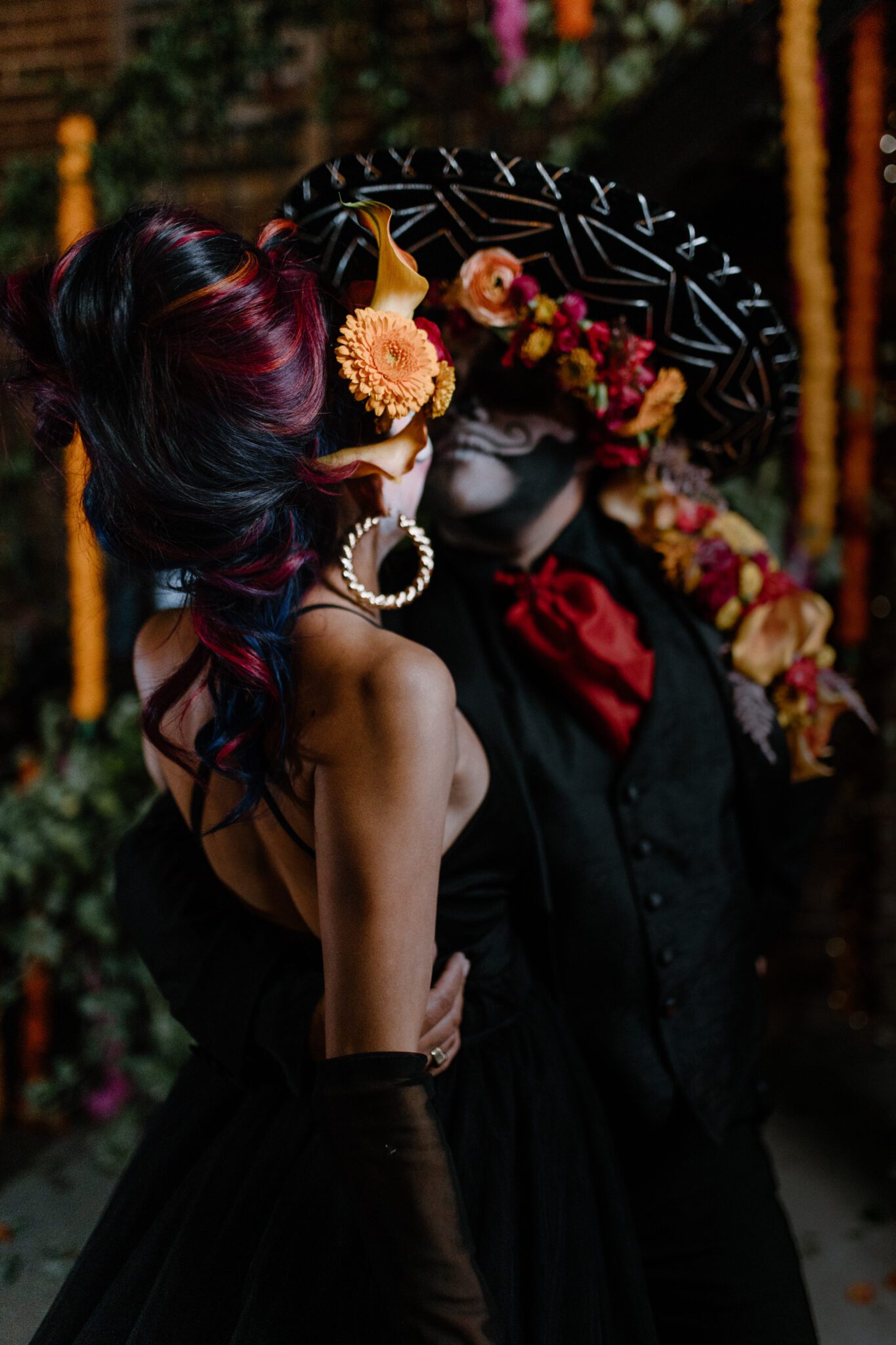 Day of the dead halloween inspired photo shoot, featuring hair by Jesse Marriott at Utopia Hair Studio.