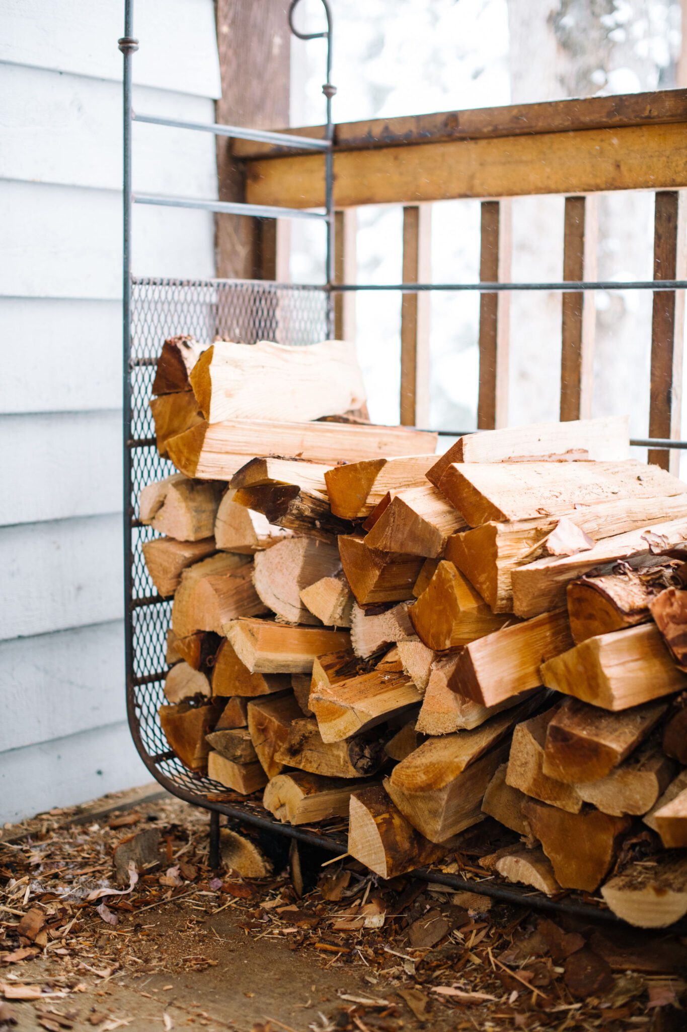 Photo of wood for fireplace at Emerald Lake Lodge, winter wedding inspiration. 