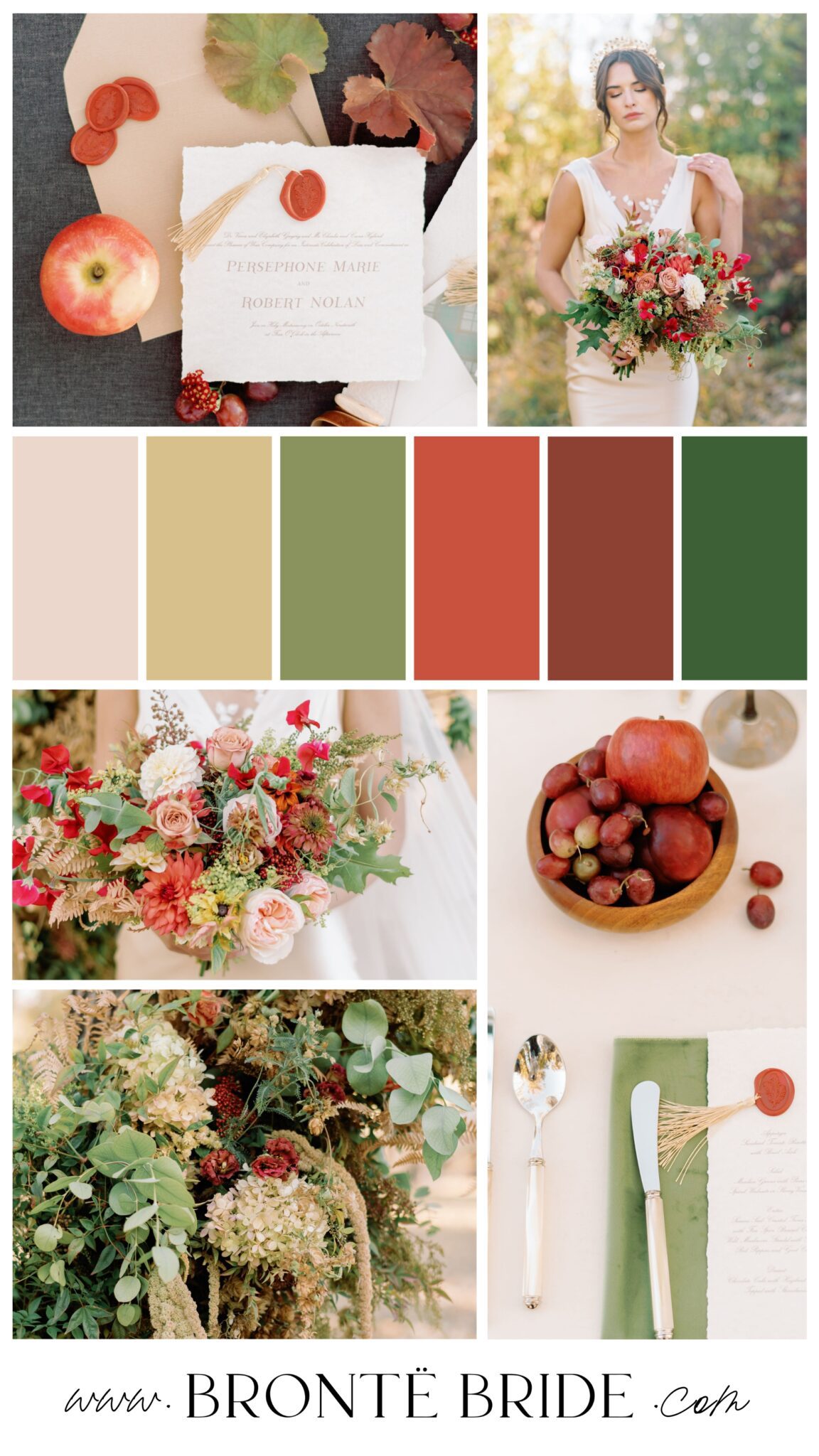 Fall Wedding Inspiration, Colour Palette & Moodboard, fall wedding colours, autumn wedding colour scheme, red and burgundy wedding colour palette, green and burgundy wedding colours