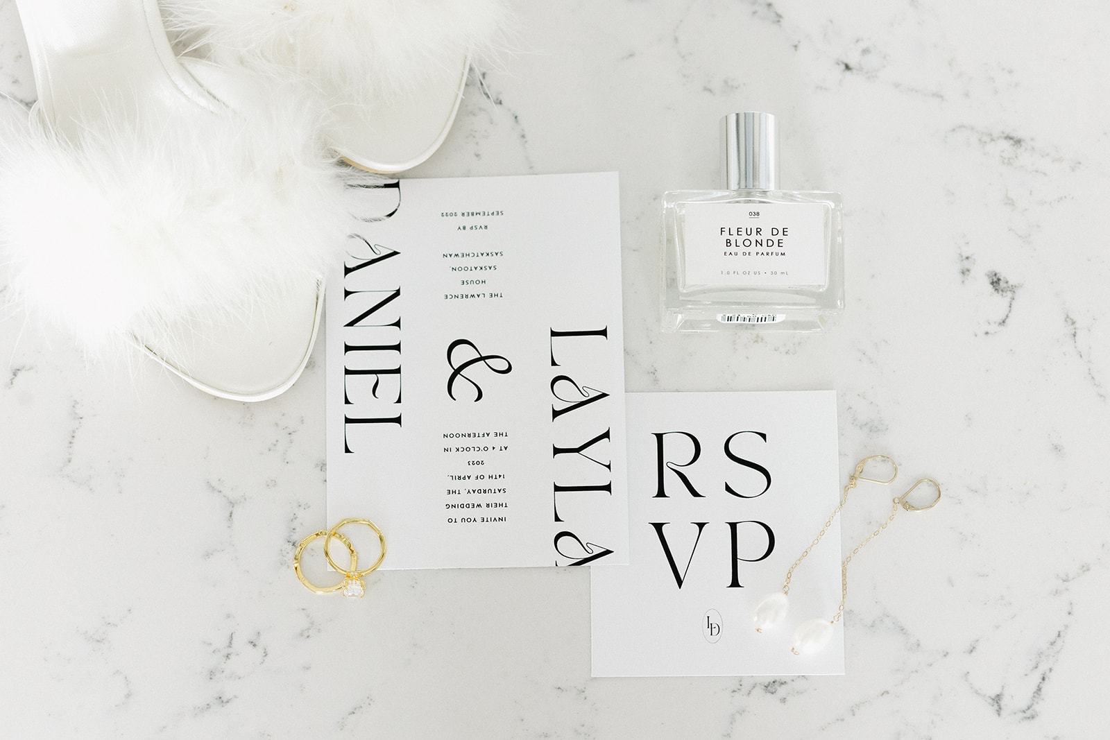 Vintage Hollywood glam inspired invitation and bridal details, styled and captured by Photography by Taiya.