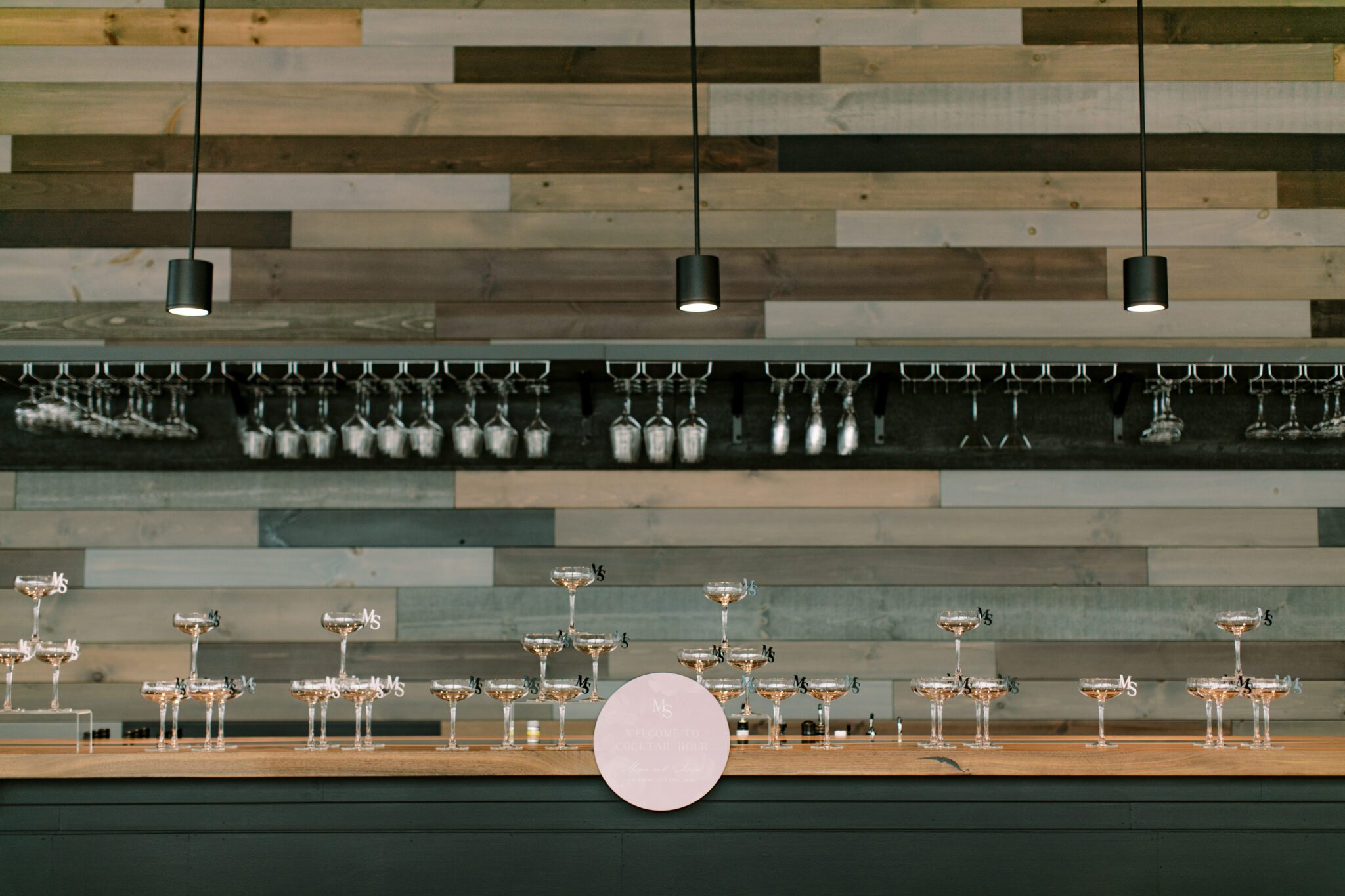 Champagne towers on the bar of The Sensory, in Canmore, Alberta.