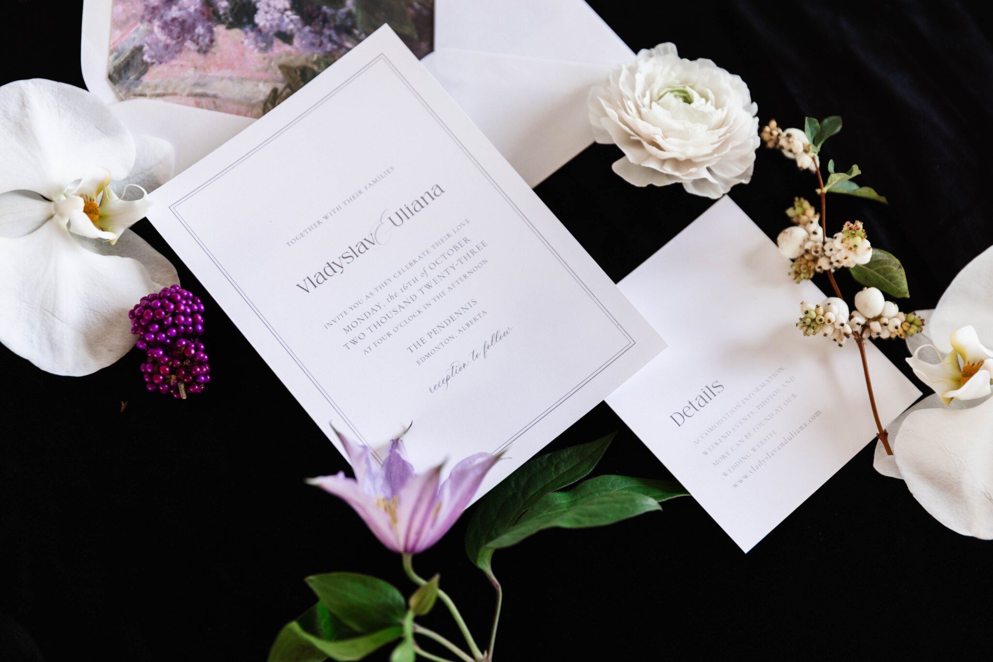 Reception tablescape at The Pendennis featuring lush purple garden party inspired wedding florals, purple table runner, floral candle holder.