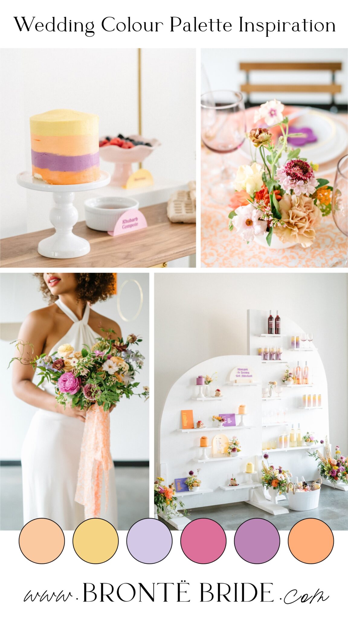wedding colour palette, summer wedding ideas, summer wedding colour palette, peach yellow and purple wedding inspiration, bright wedding colour scheme