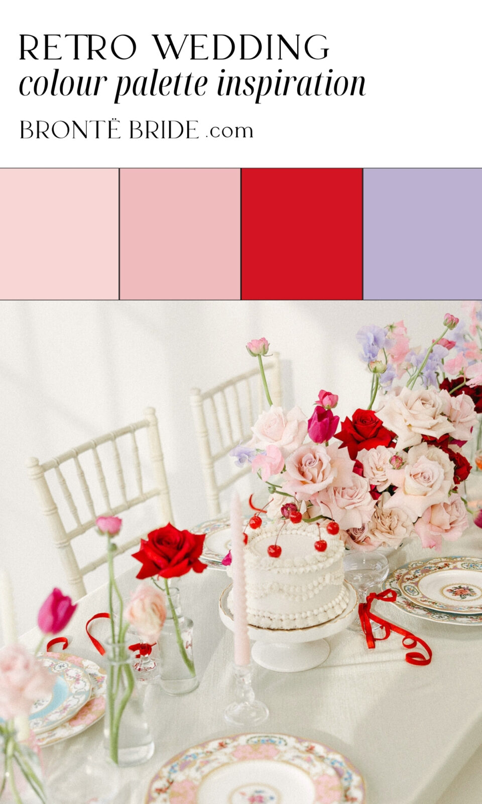 Wedding Colour Palette Inspiration | Retro Wedding Colour Palette with red, pink, and purple