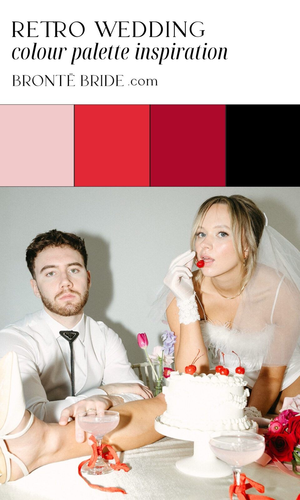 Wedding Colour Palette Inspiration | Retro Wedding Colour Palette with red, pink, and black