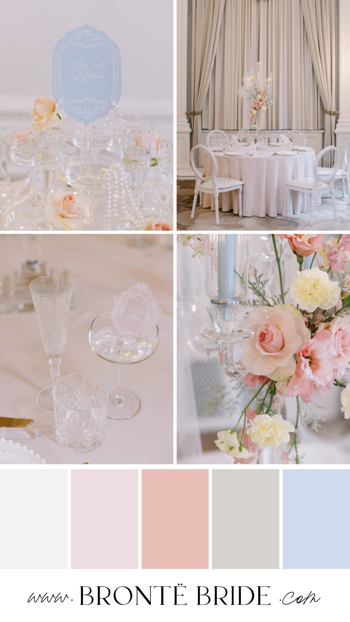 Whimsical Ballet Wedding Inspiration in Blush Pink featured on Bronte Bride. Blush Pink and light blue Whimsical Wedding Colour Palette, Pastel wedding inspiration