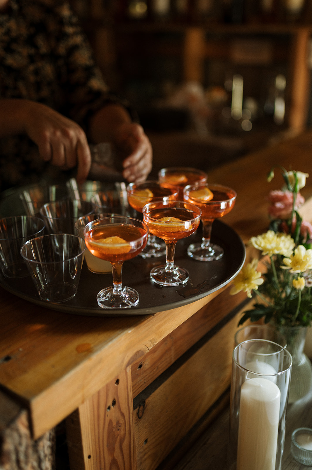 Drinks at Cocktail Hour, Rustic Summer wedding in Kootenay BC