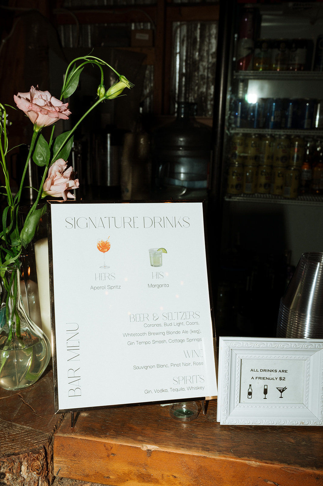Rustic Summer wedding in Kootenay BC, Bar signage
